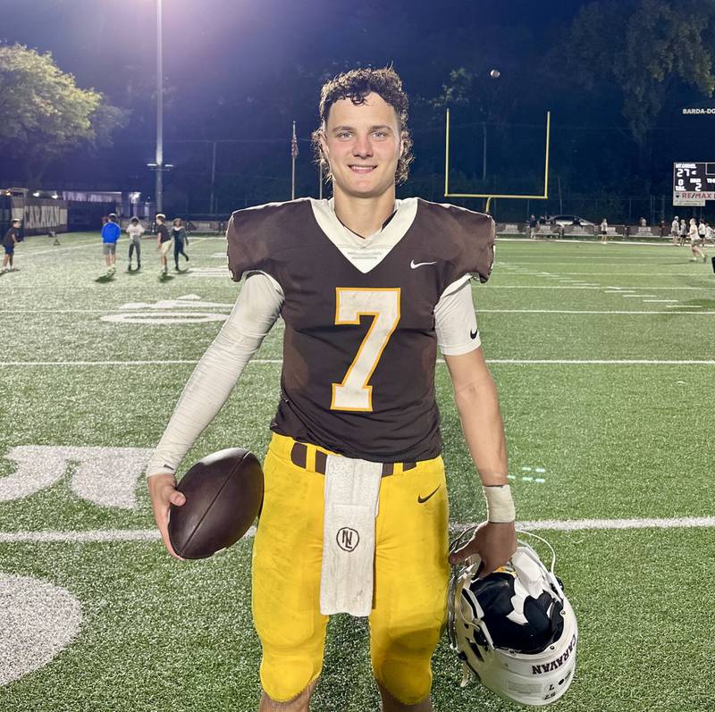 Mount Carmel's Emmett Dowling threw for 352 yards and three touchdowns to lead the Caravan over Brother Rice 27-14 on Friday evening.