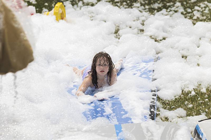 Dixon Park District SPARK campers were treated Thursday, June 15, 2023 to a foam machine on the grounds of The Facility as part of the day camp.