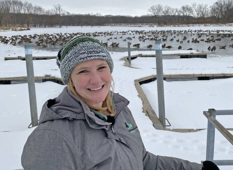Learn more about Canada geese and raccoons and a fun winter activity you might want to try on your own during February’s episode of the Forest Preserve District of Will County’s monthly “Buzz” nature show. Pictured is program host Suzy Lyttle, a Forest Preserve program coordinator.