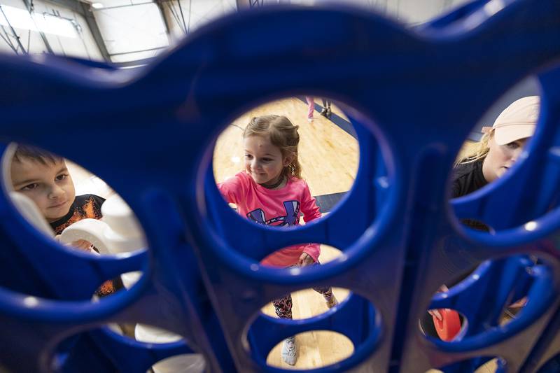 A larger-than-life game of Connect 4 kicks off Tuesday, Jan. 31, 2023 as St. Anne’s School celebrates Catholic Schools Week with a field trip to The Facility in Dixon.
