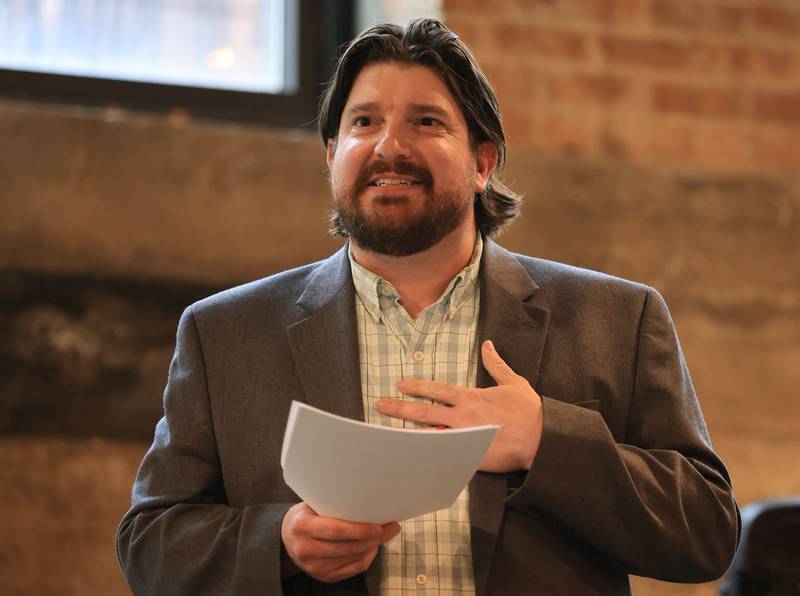 Bill Zens, Illinois Valley Chamber of Commerce executive director speaks during the Illinois Valley Chamber of Commerce Champions of Change Awards Night on Thursday, April 10, 2025 at the Westclox Event Center in Peru.