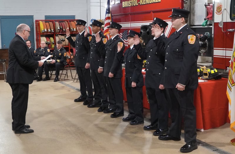 The Bristol Kendall Fire Protection District swore-in six new full-time firefighters on Dec. 4, 2025.