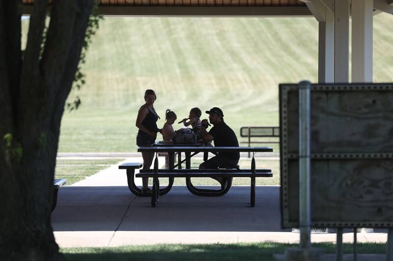 The Caffle family enjoy a picnic after a day at the Children’s Garden in Elwood. The Children’s Garden in Elwood recently celebrated their 25th anniversary. Saturday, July 9, 2022 in Elwood.