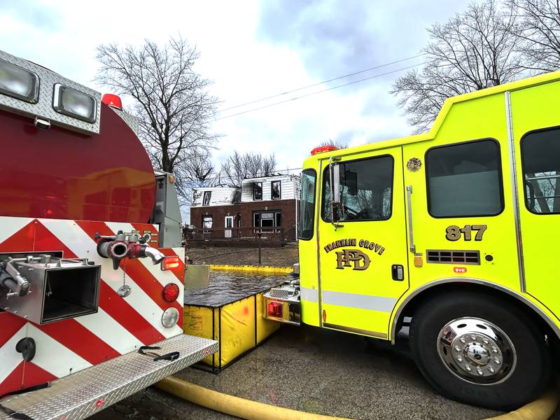 Several fire departments responded to a house fire at 8423 East Illinois route 38 on the afternoon of Wednesday, March 5, 2025. A portion of the state highway, between Chana Road and Brooklyn Road, was closed to allow crews to bring in tankers to help extinguish the blaze.