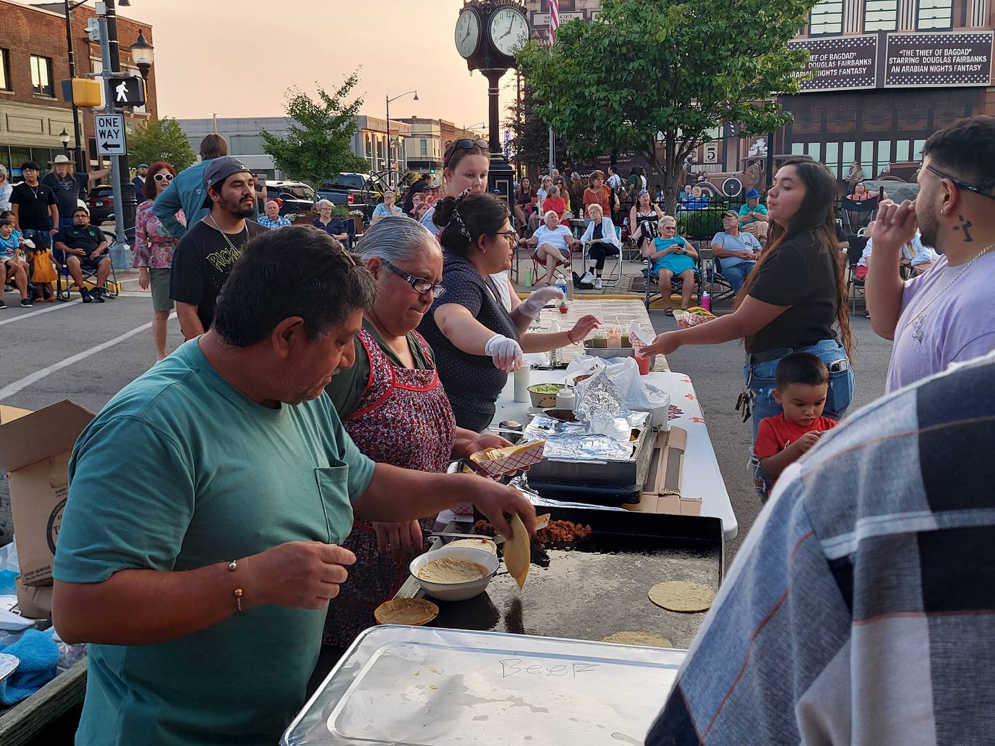 Taqueria Pantoja prepares tacos to serve Friday, July 26, 2024, during the Jammin' at the Clock at Heritage Park in Streator.