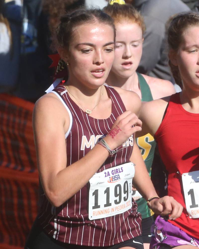 Morris's Leah Ortiz competes in the Class 2A State Cross Country race on Saturday, Nov. 4, 2023 at Detweiller Park in Peoria.
