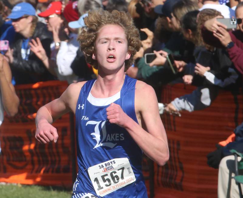 Lake Villa Lakes Jackson Summy competes in the Class 2A State Cross Country race on Saturday, Nov. 4, 2023 at Detweiller Park in Peoria.