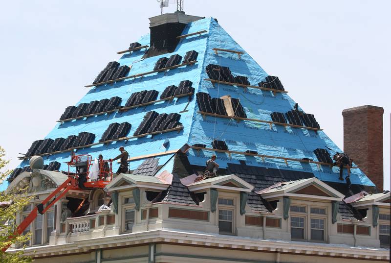 Photos Crews work on the roof of La Salle City Hall Shaw Local