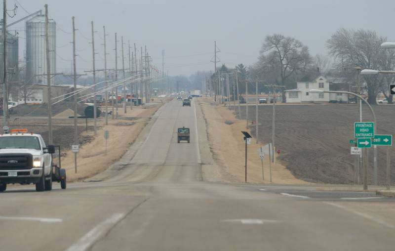 Traffic moves along Plank Road on Tuesday, March 3, 2026 near the intersection of Interstate 80 and Plank Road in Peru. The City of Peru Committee of a Whole met on March 2 and agreed to increase the Plank Road speed limit from Midtown Road to near the Electric and Public Works building from 35 mph to 45 mph.