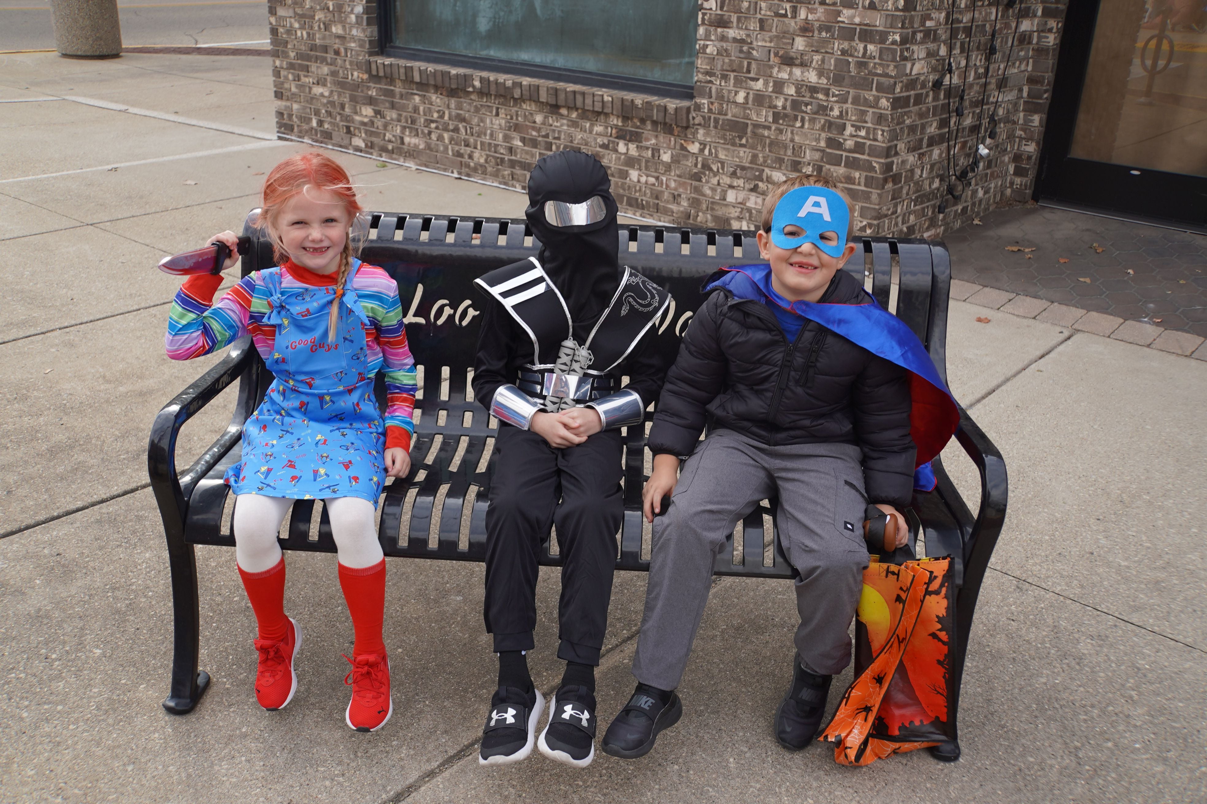 On Halloween on Friday, Oct. 31, 2025, the annual Downtown Trick or Treat event was held in Rochelle. Shown are trick or treaters at 926 Custom Embroidery.