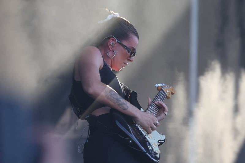 Lynn Gunn of Pvris performs on the Radical stage on day three of Riot Fest. Saturday, Sept. 18, 2022, in Chicago.