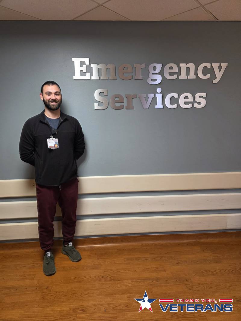 Jeffery Downs, an emergency technician at Saint Joseph Medical Center in Joliet, said, "Transitioning from the military into the medical field has been a rewarding and natural progression for me."