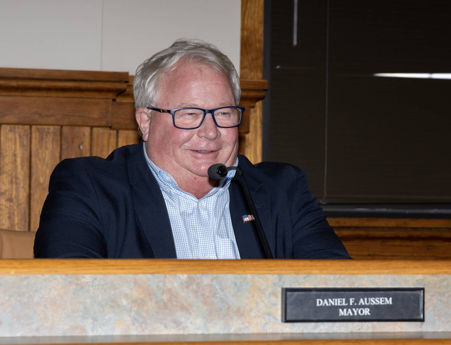 Daniel Aussem presides over his final City Council meeting as mayor on Tuesday, May 2, 2023.