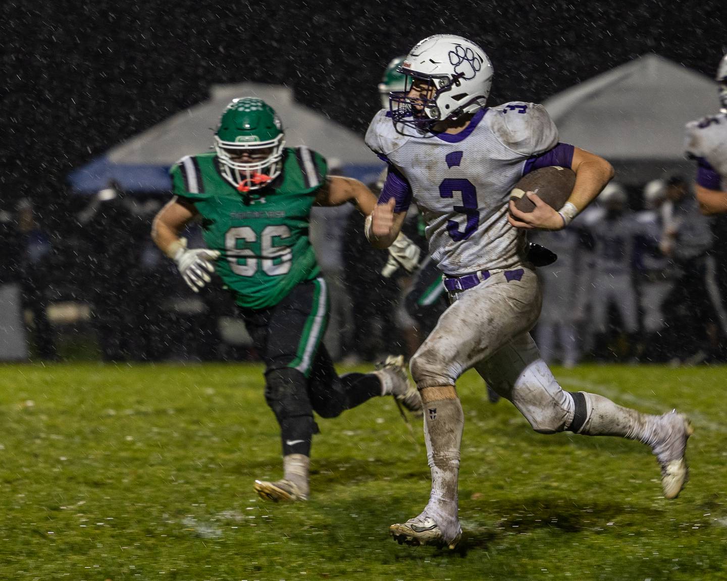 Ryan Kettman (3) of Wilmington runs ball on Saturday, November 8, 2025 at Seneca High School in Seneca.