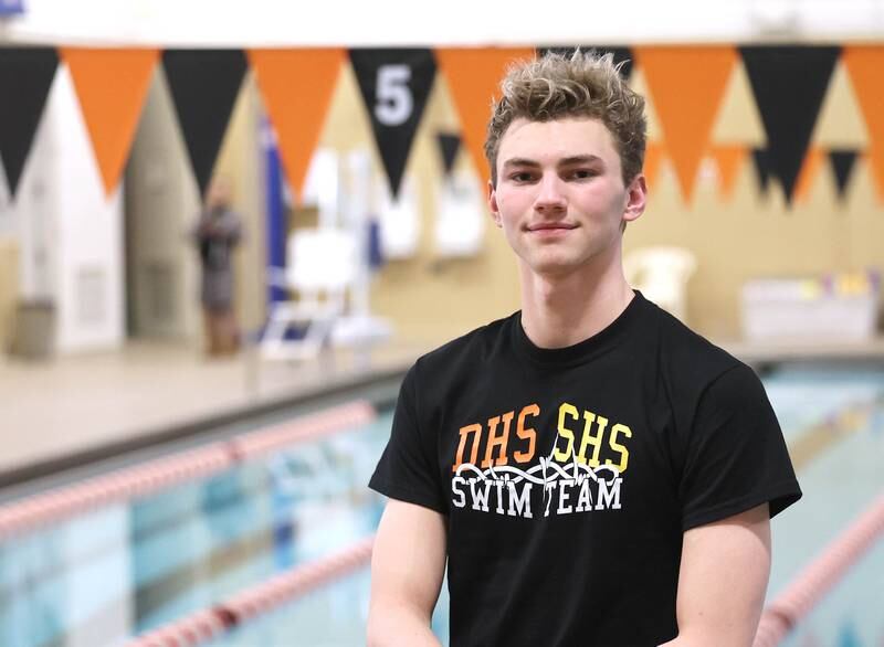 Daily Chronicle Boys Swimmer of the Year Jacob Gramer Tuesday, March 7, 2023, at the pool in Huntley Middle School in DeKalb.