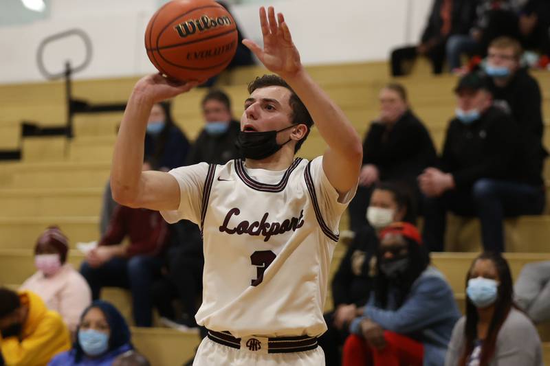 Lockport’s Alexander Vassilakis takes a shot against Joliet Central. Monday, Jan. 31, 2022 in Lockport.