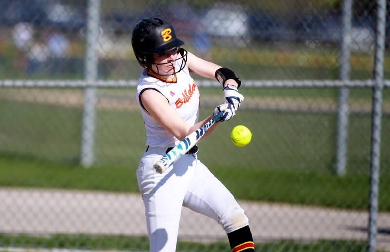 Batavia's Grace Sartain makes contact during a game on Tuesday, May 6, 2025 against Geneva in Batavia.