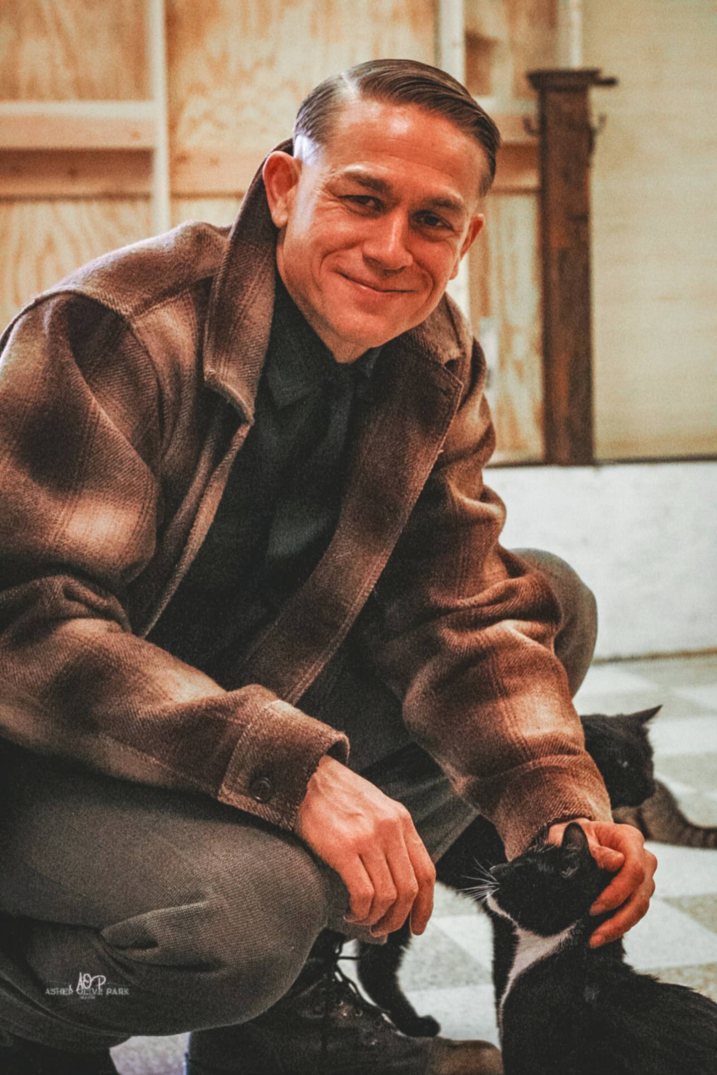 Charlie Hunnam, lead actor in the Netflix true-crime series, “Monster," visits the River Valley Animal Rescue's Cat Oasis in Momence during a filming day. Hunnam adopted two cats from the shelter on his last day in the bordertown.
