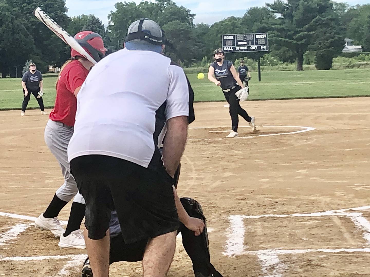 Walnut's Abby Jamison delivers a pitch to the Cardinals in Wednesday's B League Tournament at Zearing Park. The Cardinals won 5-2.