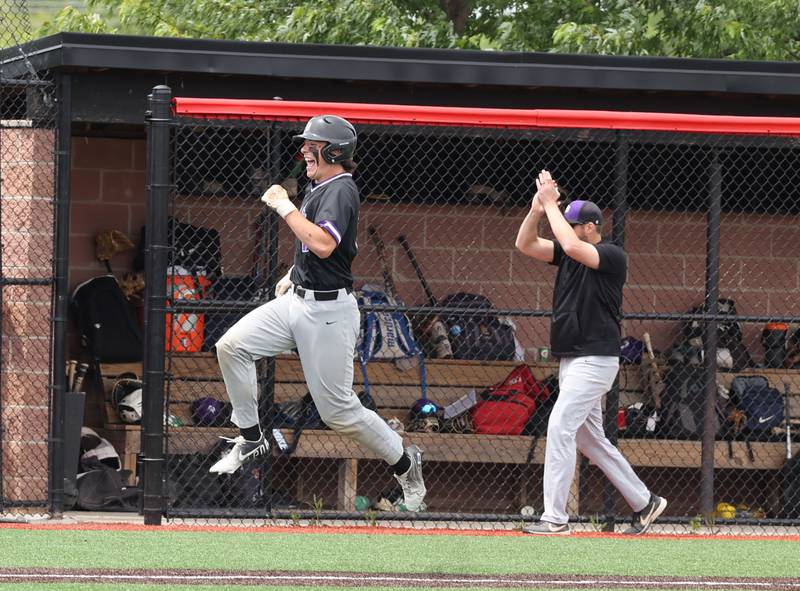 Downers Grove North's Jimmy Janicki rounds third after his walk-off homerun in the bottom of the 7th during the IHSA Class 4A baseball regional final between Downers Grove North and Hinsdale Central at Bolingbrook High School on Saturday, May 27, 2023.