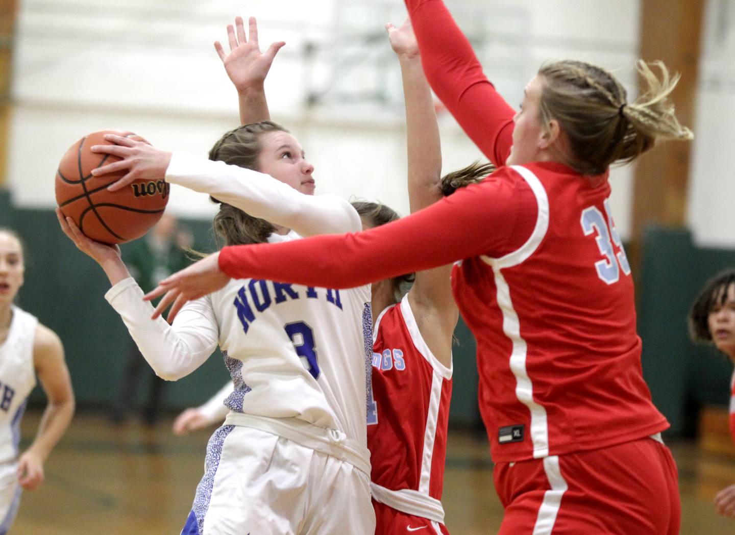 St. Charles North’s Alyssa Hughes attempts a shot during a Class 4A Glenbard West Sectional semifinal against Batavia in Glen Ellyn on Tuesday, Feb. 21, 2023.