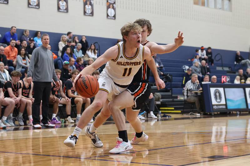 Joliet Catholic’s Drew Wills drives to the basket against Lincoln-Way West on Saturday, Feb. 10th 2024 in Joliet.