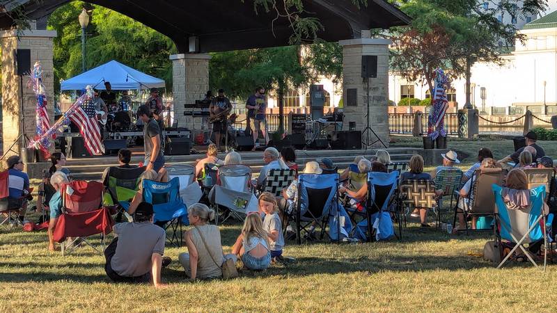 Attendees enjoy music by the Selectones during the Independence Celebration on Thursday, July 3, 2025, at the Billie Limacher Bicentennial Park & Theatre in Joliet.