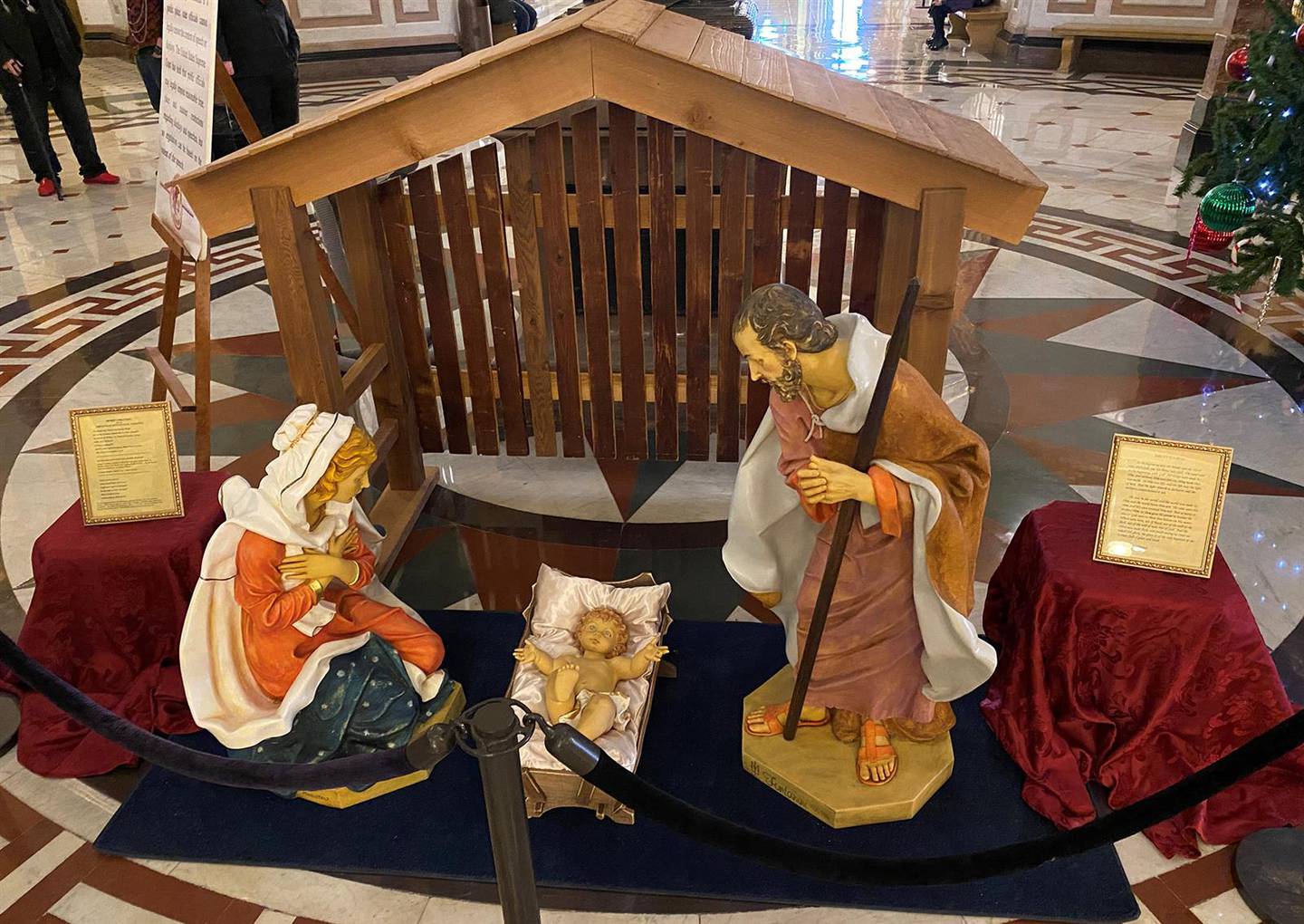 A Nativity scene is pictured on the Illinois Capitol rotunda. It has been placed there annually near Christmastime for the past 14 years. (Capitol News Illinois photo by Jerry Nowicki)