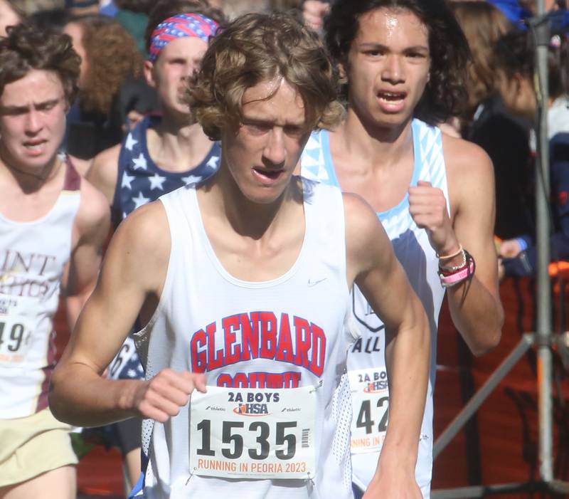 Glenbard South's Lucas Newman competes in the Class 2A State Cross Country race on Saturday, Nov. 4, 2023 at Detweiller Park in Peoria.