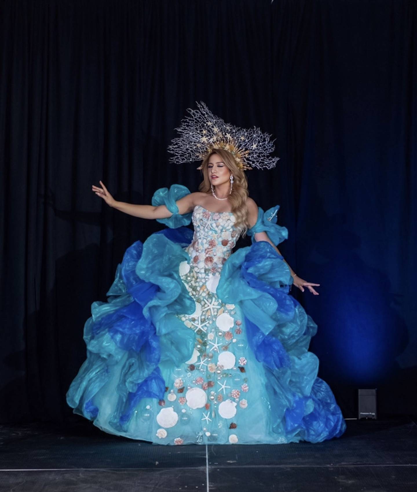 Itzel Huerta, 20, of Plainfield, is seen when she recently competed for Miss Eco Teen USA as a representative of Miss Eco Teen Illinois. The gown is made from recyclable materials because Huerta advocated for reduced plastic in oceans. Huerta became Miss Eco Teen International on Oct. 18.