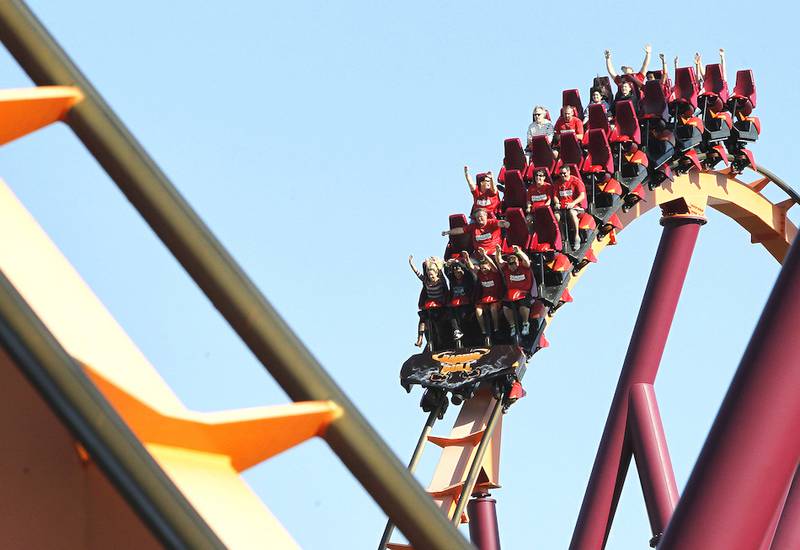 In this file photo, riders have fun on the Raging Bull during the Coaster Challenge at Six Flags Great America in Gurnee. The event was a fundraiser for Special Olympics Illinois.