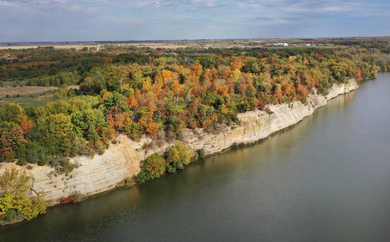 An aerial view of the fall colors at Buffalo Rock State Park on Monday, Oct. 23, 2023.
