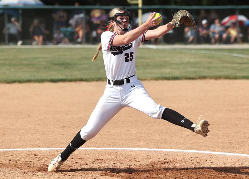 Antioch's Jacey Schuler delivers a pitch during their Class 3A supersectional game Monday, June 5, 2023, against Sycamore at Kaneland High School in Maple Park.