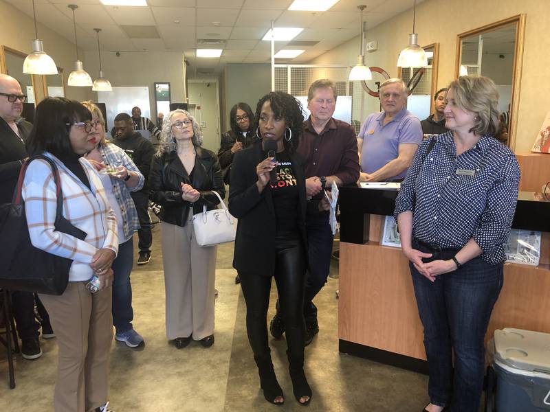 Donna Lowe, center, spoke about bringing McHenry County's Black business community together curing a Black History Month Celebration at Donna Lowe Salon held Sunday, Feb. 25, 2024.