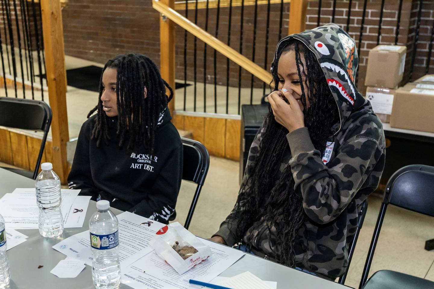 Layrea Bond and Briana Jones enjoy the Chick-fil-A Leader Academy at Lincoln School on Sept. 9, 2025.