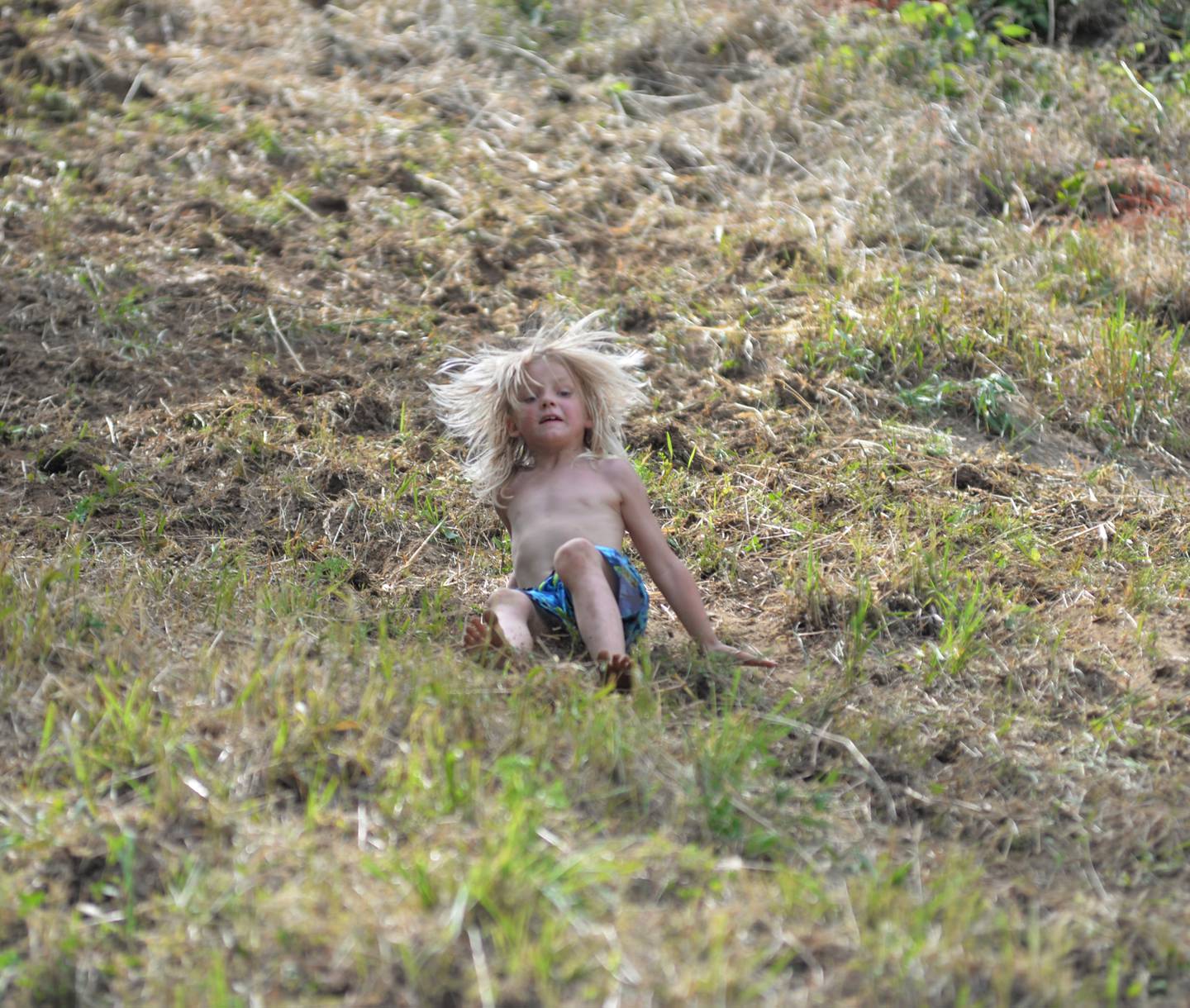 Cyrus Locklund, 7, of Rockford, navigates his way down the hill during intermission at the annual Rock River Riders Motorcycle Club’s Father’s Day Hillclimb on Sunday, June 16, 2024.