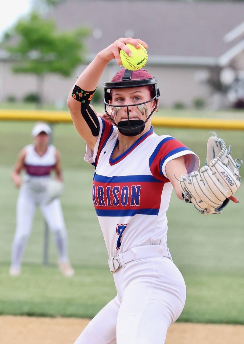 Morrison pitcher Bella Duncan fires a pitch in Saturday's regional championship at Princeton. The Fillies won 9-0.