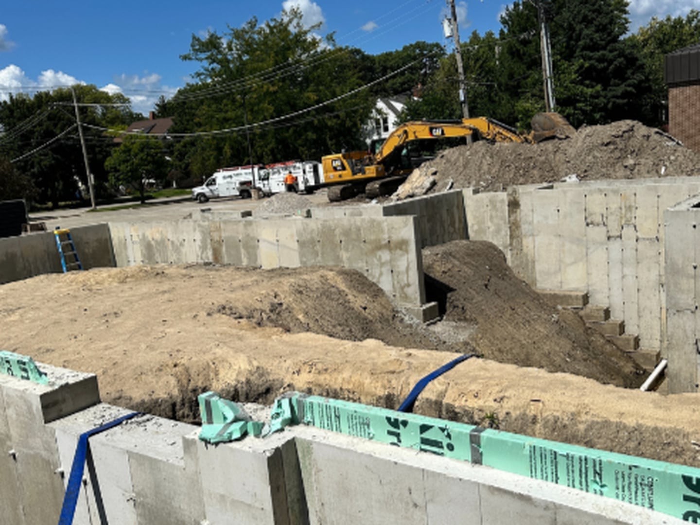 The foundational walls have been placed for the Morris Area Public Library's new expansion.