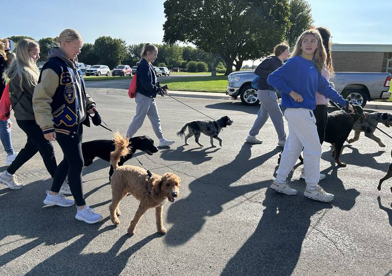 Polo High School students and others start the Doggy Dash on Saturday, Sept. 6, 2025. The event raised money for a local animal shelter.