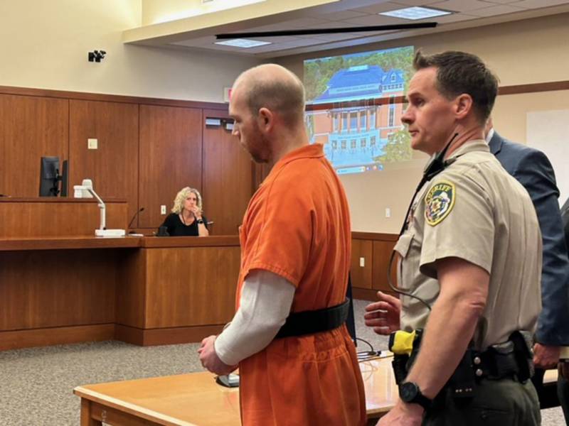 Matthew Plote is escorted out of an Ogle County courtroom after his sentencing on Thursday.