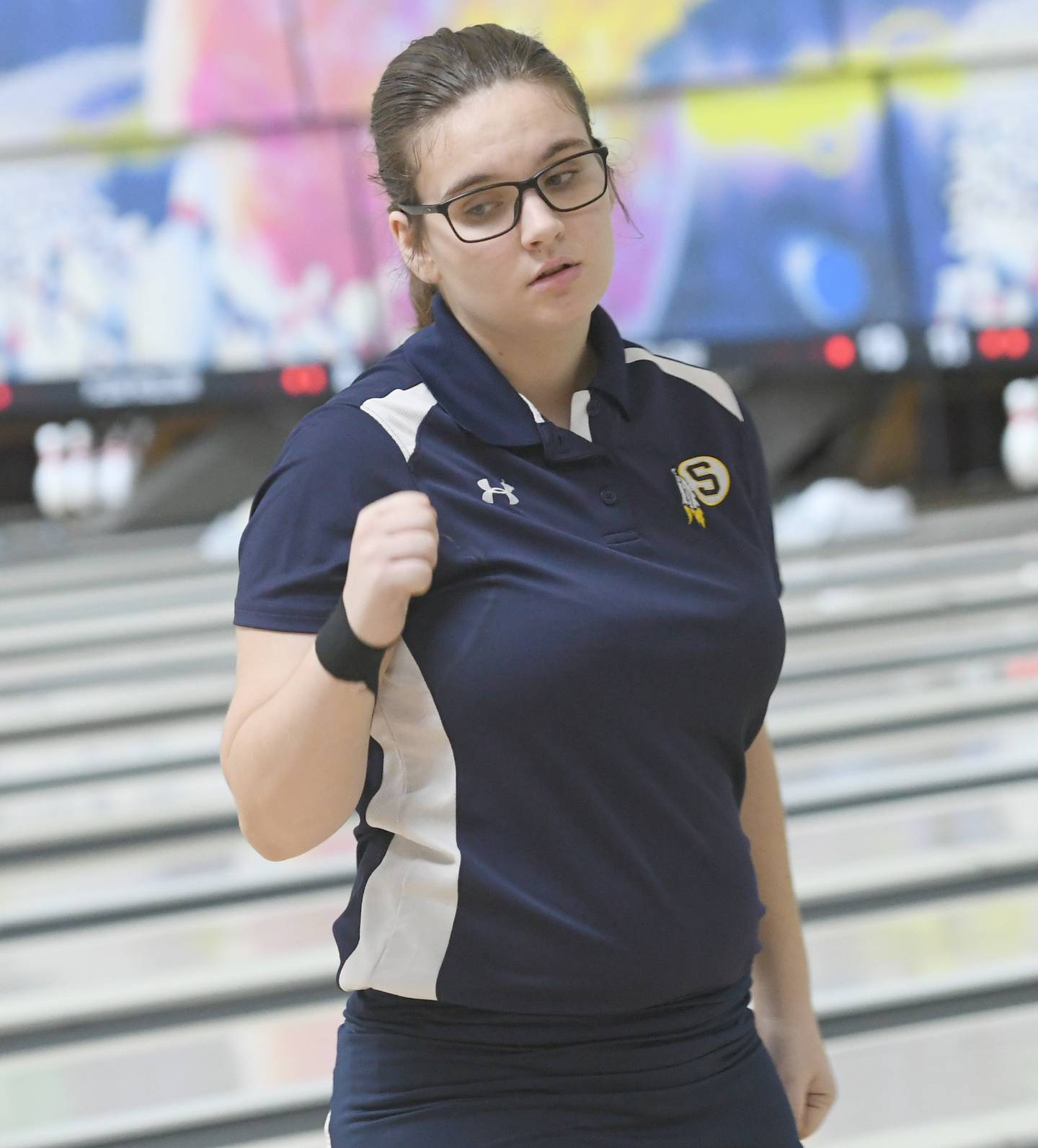 Sterling's Loralei Michels reacts to a shot at the Hawk Classic on Dec. 3 at Plum Hollow in Dixon.
