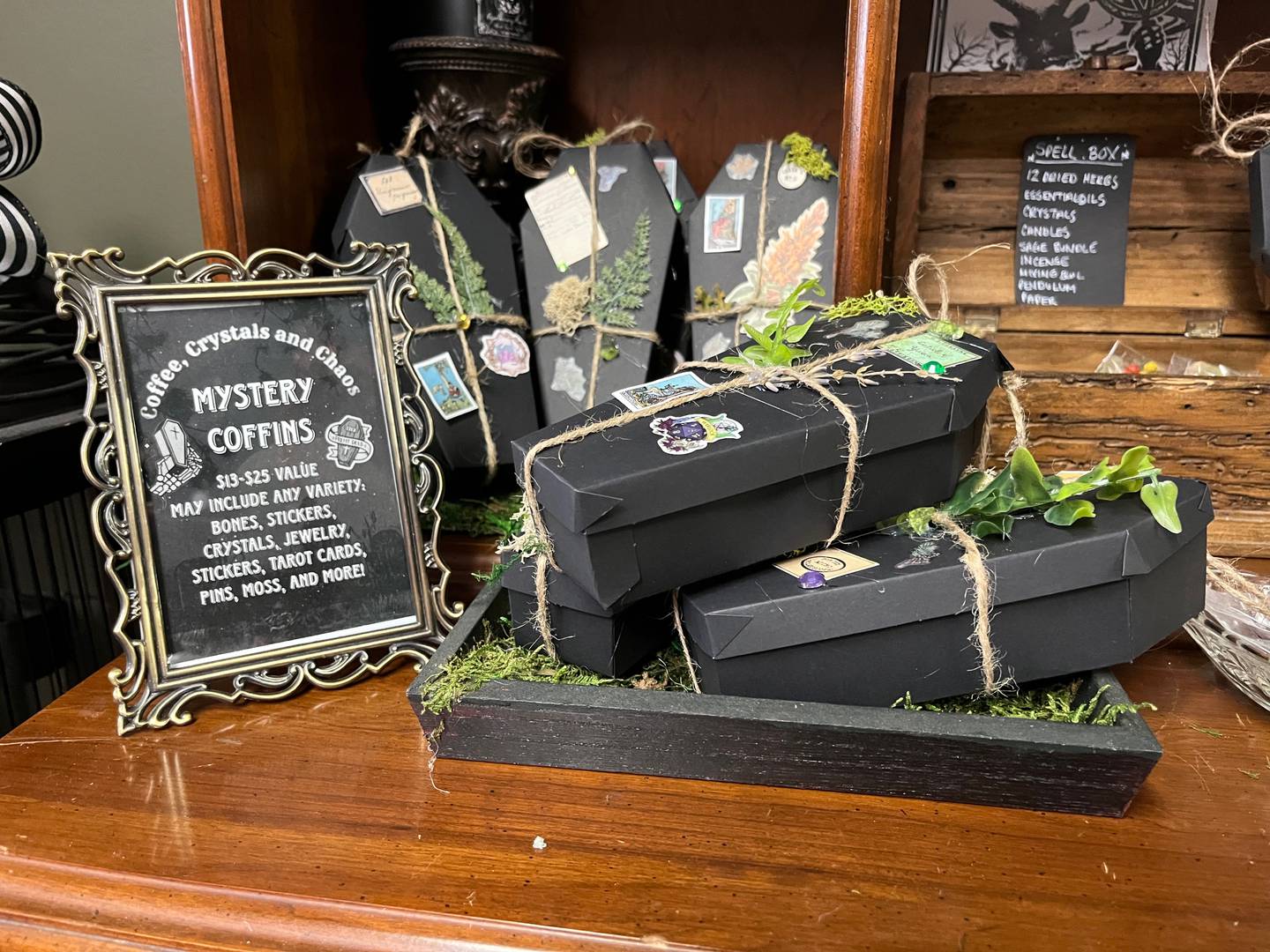 Mystery Coffins are one of the first items Chaos and Curiosities owners Karli Sarver and Haley Burch made when they first started selling at markets about a year ago.