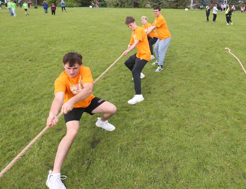 Ottawa High School students play tug-of-war during the Wallace Warrior Games on Friday, May 8, 2026 at Wallace Grade School. The unified event promoted inclusiveness, friendships and fun. 25 schools and over 400 kids from La Salle, Bureau and Putnam Counties participated in the event.
