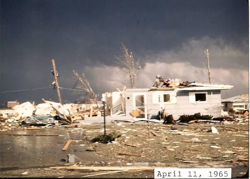 John Enright's family home after the Palm Sunday tornado on April 11, 1965 at the 300 block of Keith Avenue, Crystal Lake.