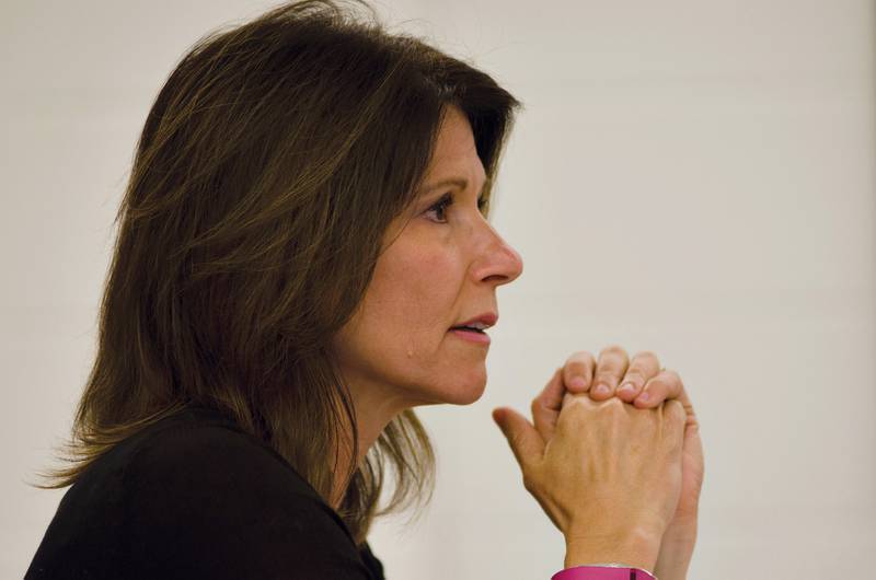 2016 FILE: Congresswoman Cheri Bustos speaks with then-Lee County Sheriff John Simonton about the Safe Passage Initiative, and the successes the department has had with the program.