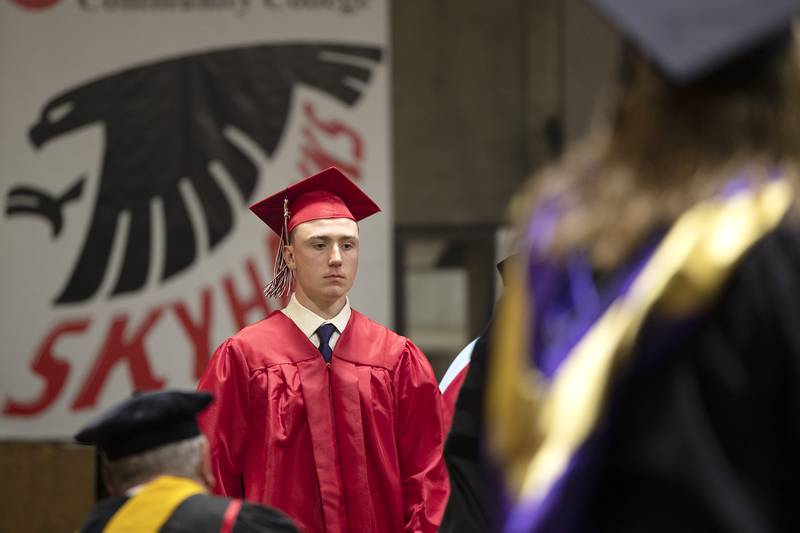 Brandeis Shore crosses the stage to collect his diploma Friday, May 9, 2025, during SVCC’s commencement.