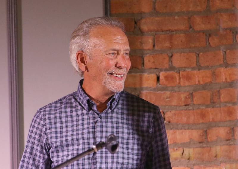 Mark Haberkorn La Salle-Peru Township High School head volleyball coach, smiles as is is introduced on stage during the Shaw Media Illinois Valley Sports Hall of Fame on Thursday, June 8, 2023 at the Auditorium Ballroom in La Salle.