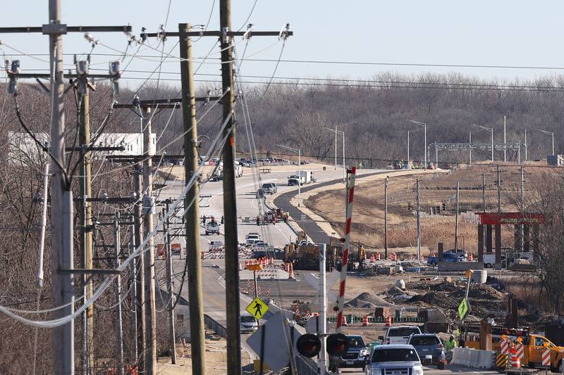 Work continues on the Houbolt Road extension near the intersection of Hollywood Road and Channanhon Road on Friday, February 10th in Channahon.