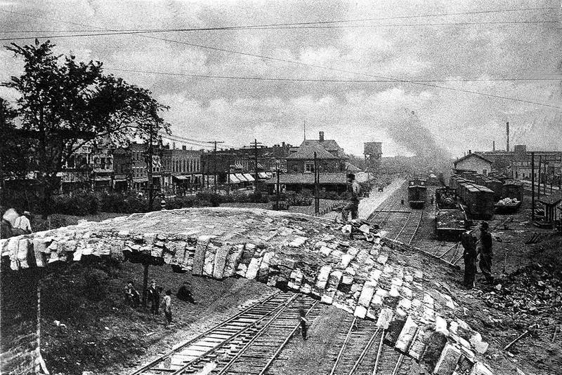 The Court Street viaduct over the railroad tracks was built in 1855, but torn down and rebuilt in 1911 to provide room for additional tracks. Through the years, the viaduct has been rebuilt a number of times.