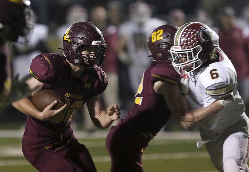 Richmond-Burton's Steven Siegel runs for a touchdown during a Kishwaukee River Conference / Interstate 8 Conference crossover football game Friday, Sept. 30, 2022, between Richmond-Burton and Morris at Richmond-Burton Community High School in Richmond.